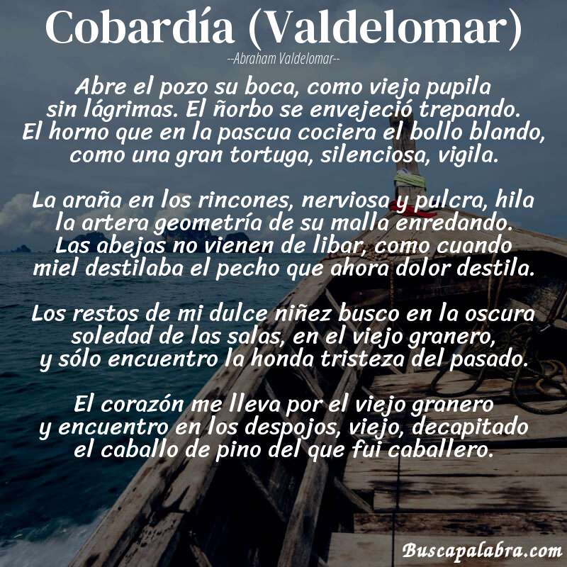 Poema Cobardía (Valdelomar) de Abraham Valdelomar con fondo de barca