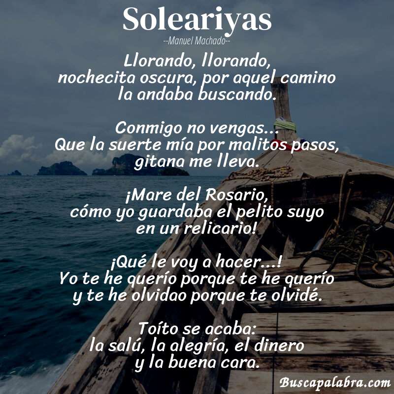 Poema Soleariyas de Manuel Machado con fondo de barca