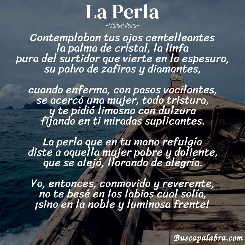 Poema La Perla de Manuel Reina con fondo de barca