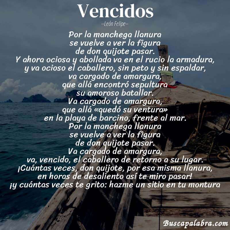 Poema vencidos de León Felipe con fondo de barca