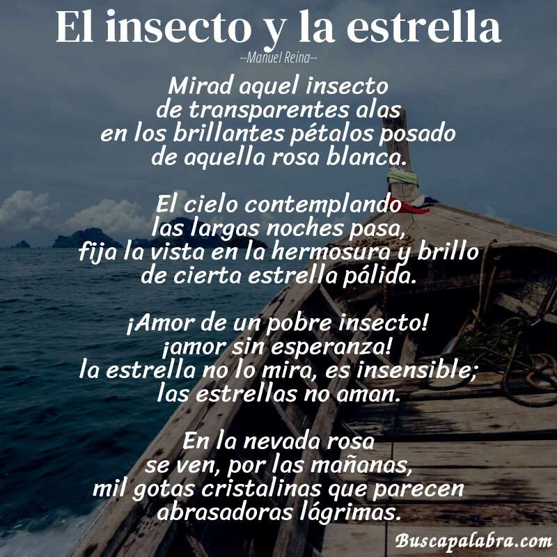 Poema El insecto y la estrella de Manuel Reina con fondo de barca