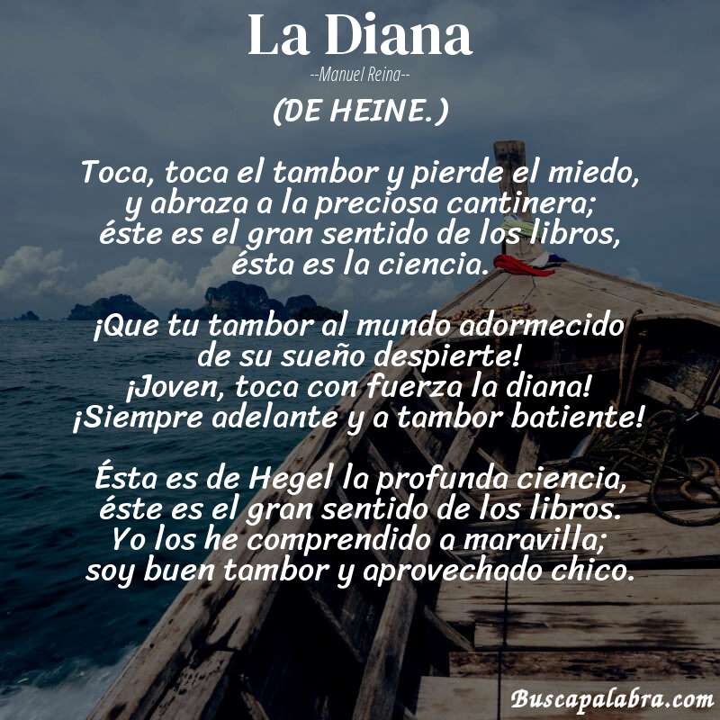 Poema La Diana de Manuel Reina con fondo de barca