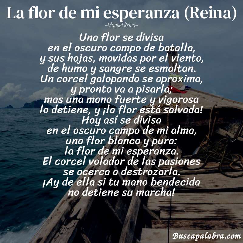 Poema La flor de mi esperanza (Reina) de Manuel Reina con fondo de barca