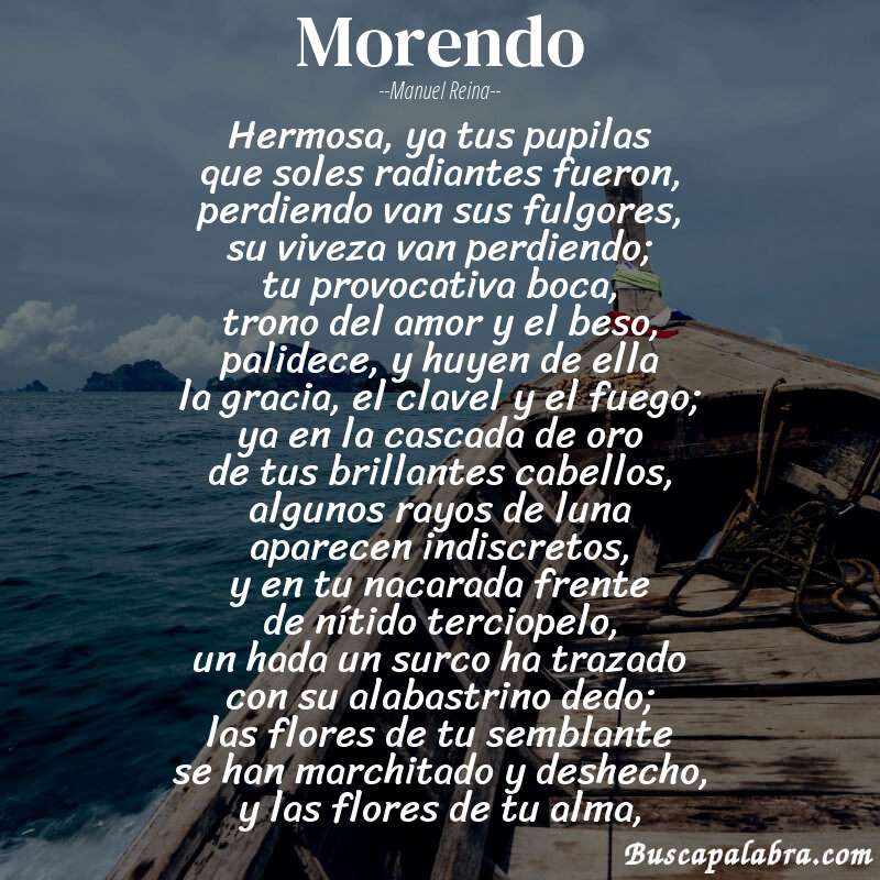 Poema Morendo de Manuel Reina con fondo de barca