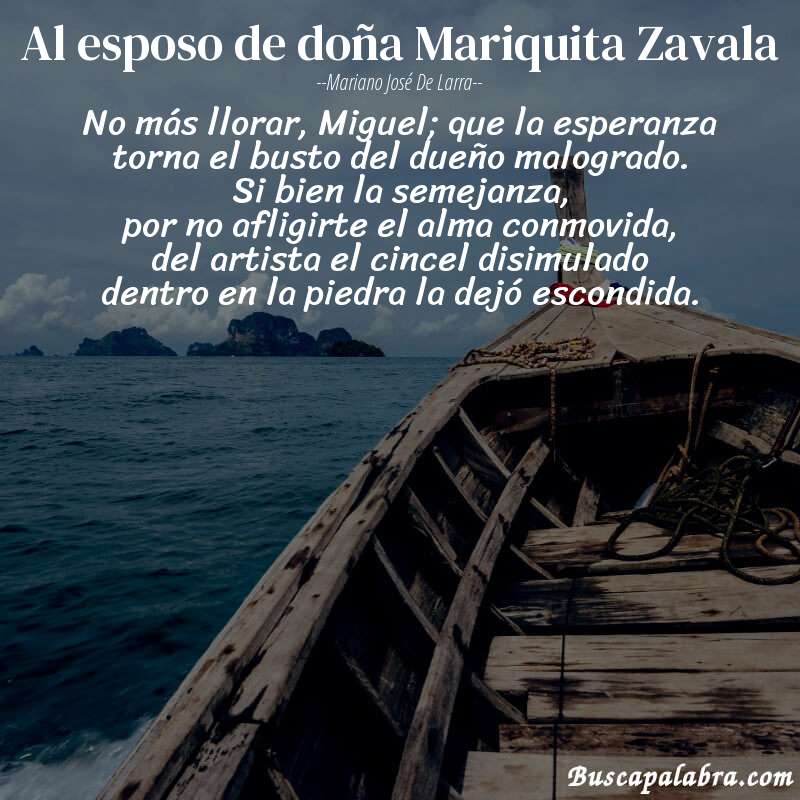 Poema Al esposo de doña Mariquita Zavala de Mariano José de Larra con fondo de barca