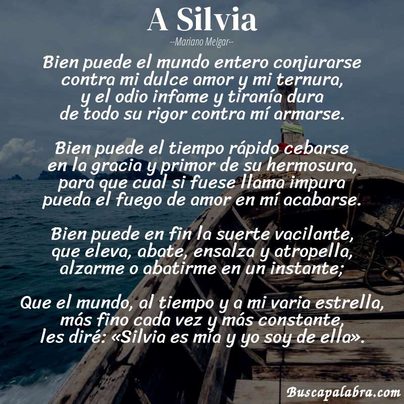 Poema A Silvia de Mariano Melgar con fondo de barca