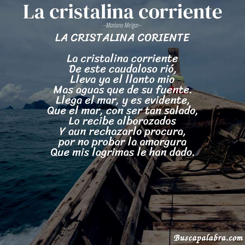 Poema La cristalina corriente de Mariano Melgar con fondo de barca