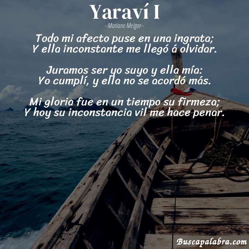 Poema Yaraví I de Mariano Melgar con fondo de barca
