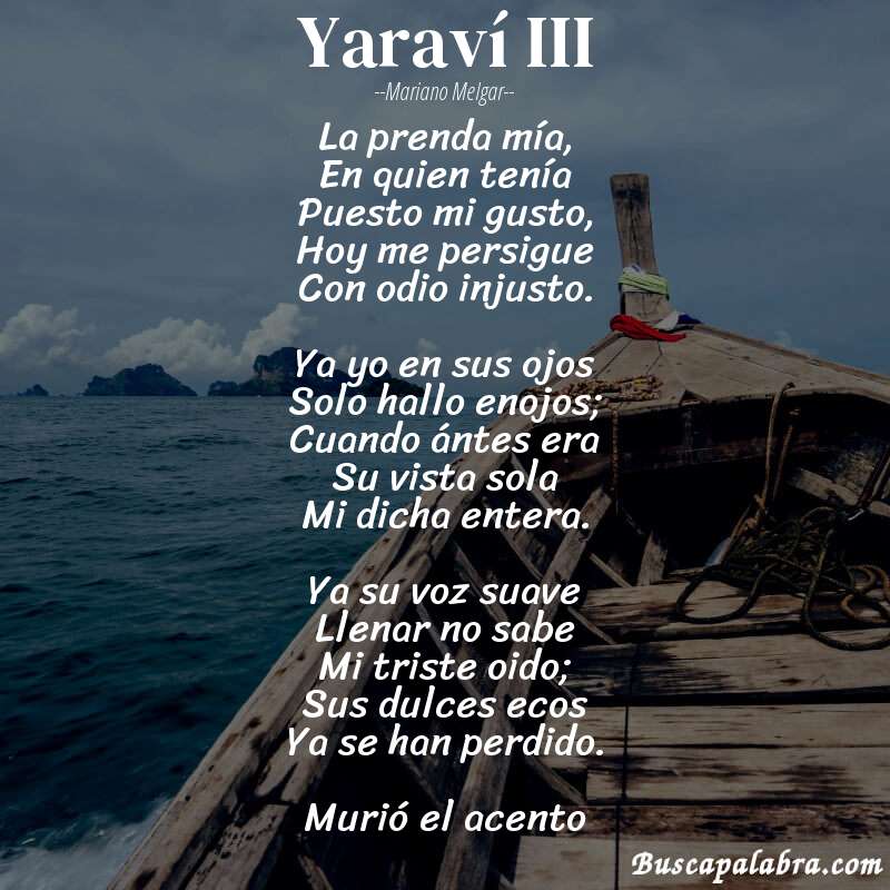 Poema Yaraví III de Mariano Melgar con fondo de barca