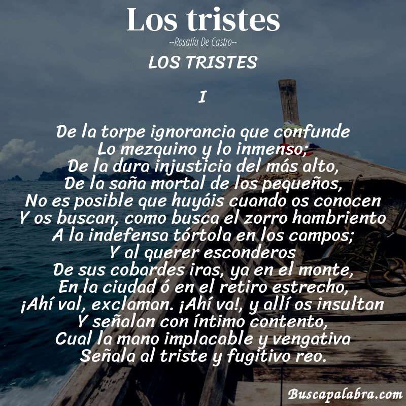Poema Los tristes de Rosalía de Castro con fondo de barca
