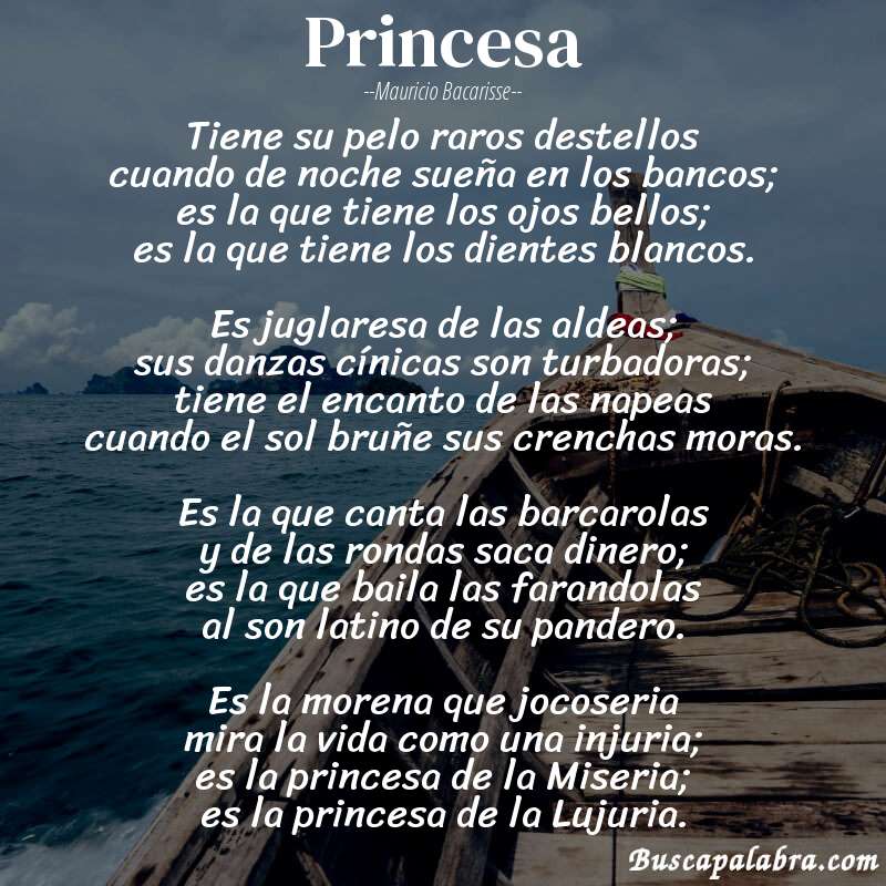 Poema Princesa de Mauricio Bacarisse con fondo de barca