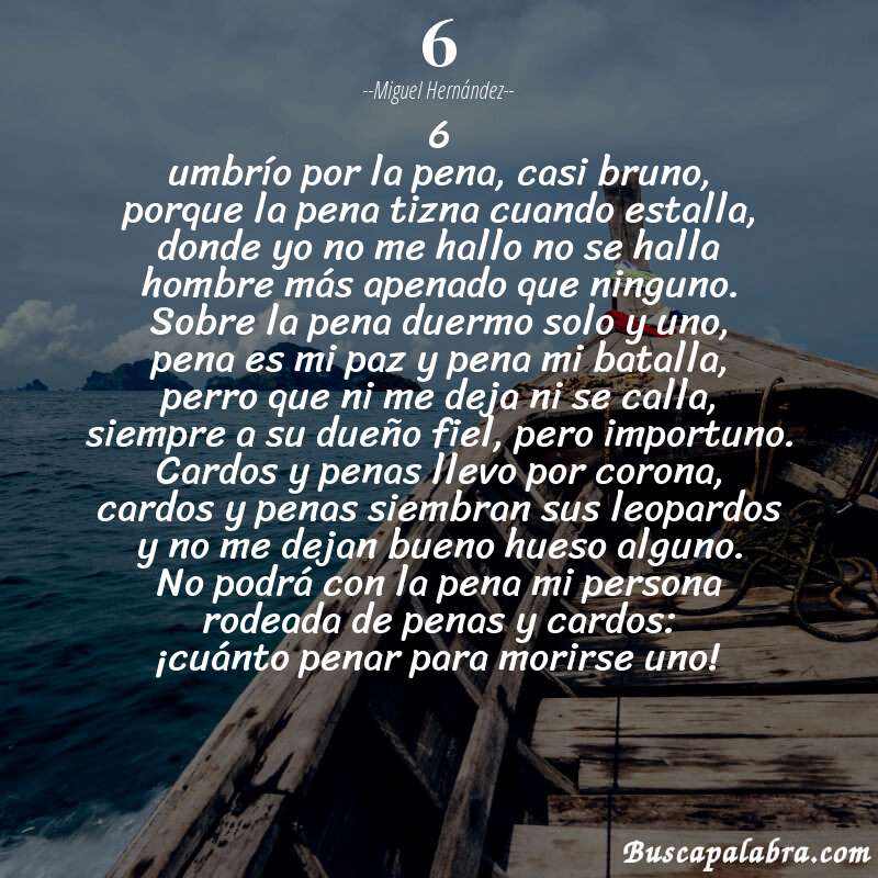 Poema 6 de Miguel Hernández con fondo de barca