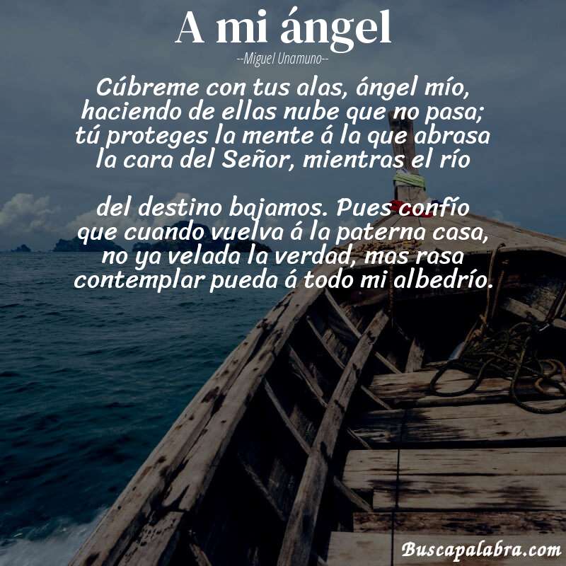 Poema A mi ángel de Miguel Unamuno con fondo de barca