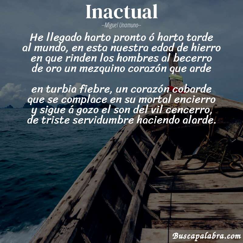 Poema Inactual de Miguel Unamuno con fondo de barca
