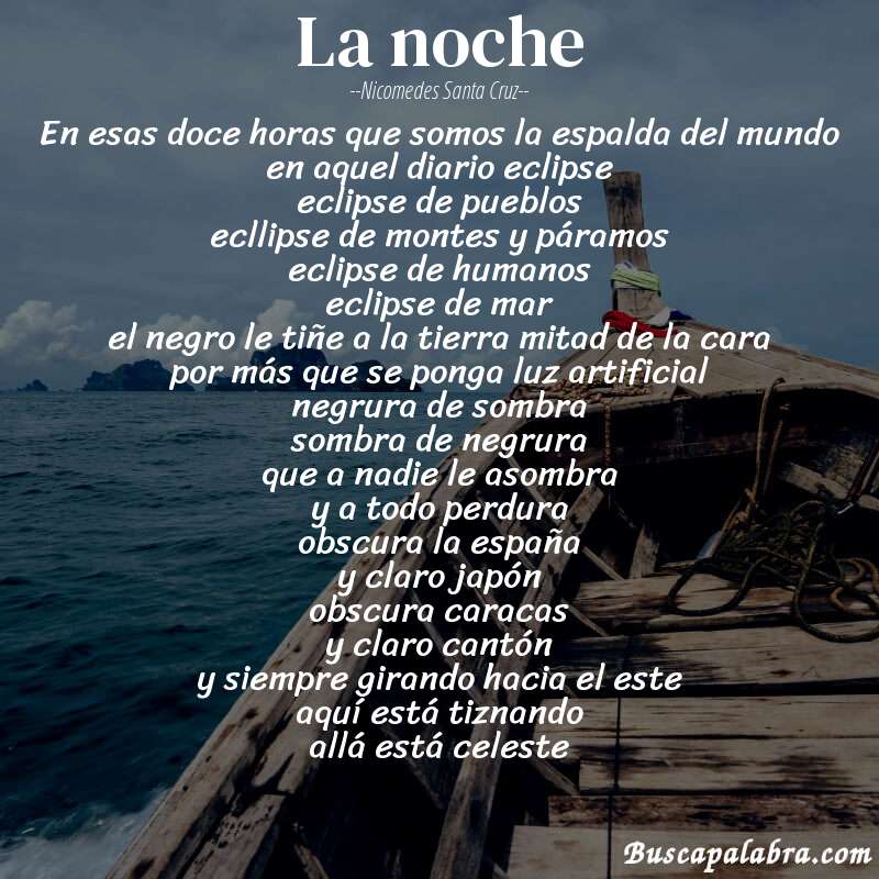 Poema la noche de Nicomedes Santa Cruz con fondo de barca