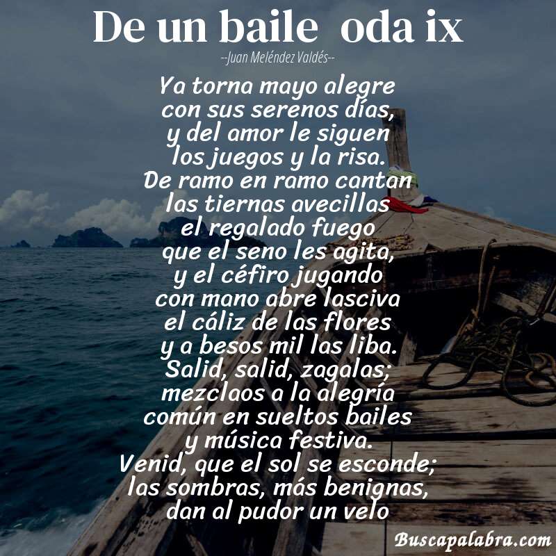 Poema de un baile  oda ix de Juan Meléndez Valdés con fondo de barca
