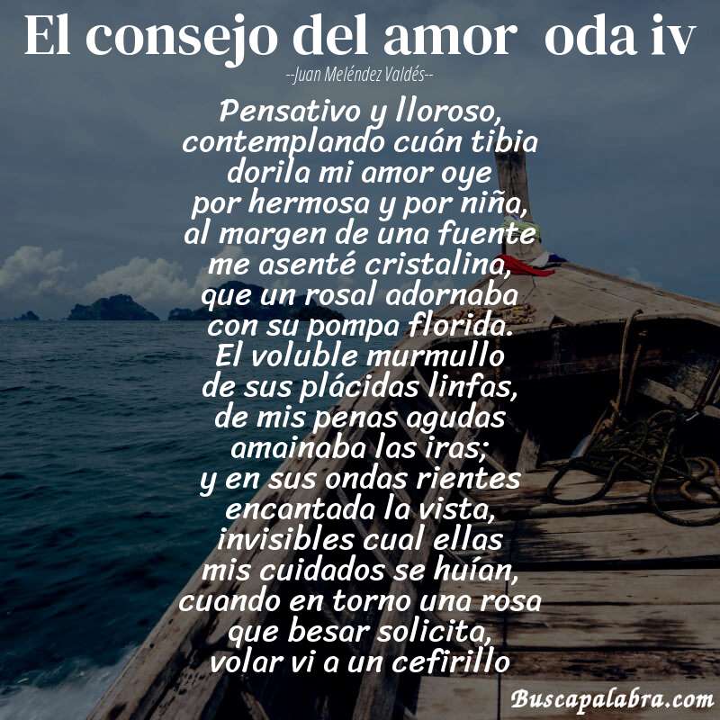 Poema el consejo del amor  oda iv de Juan Meléndez Valdés con fondo de barca