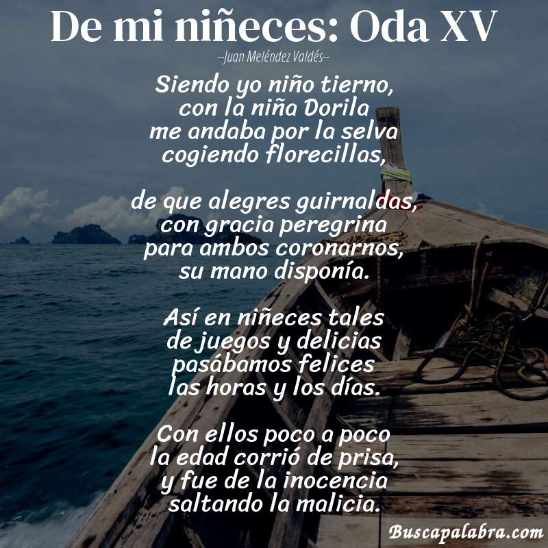 Poema De mi niñeces: Oda XV de Juan Meléndez Valdés con fondo de barca