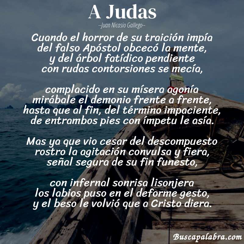 Poema A Judas de Juan Nicasio Gallego con fondo de barca