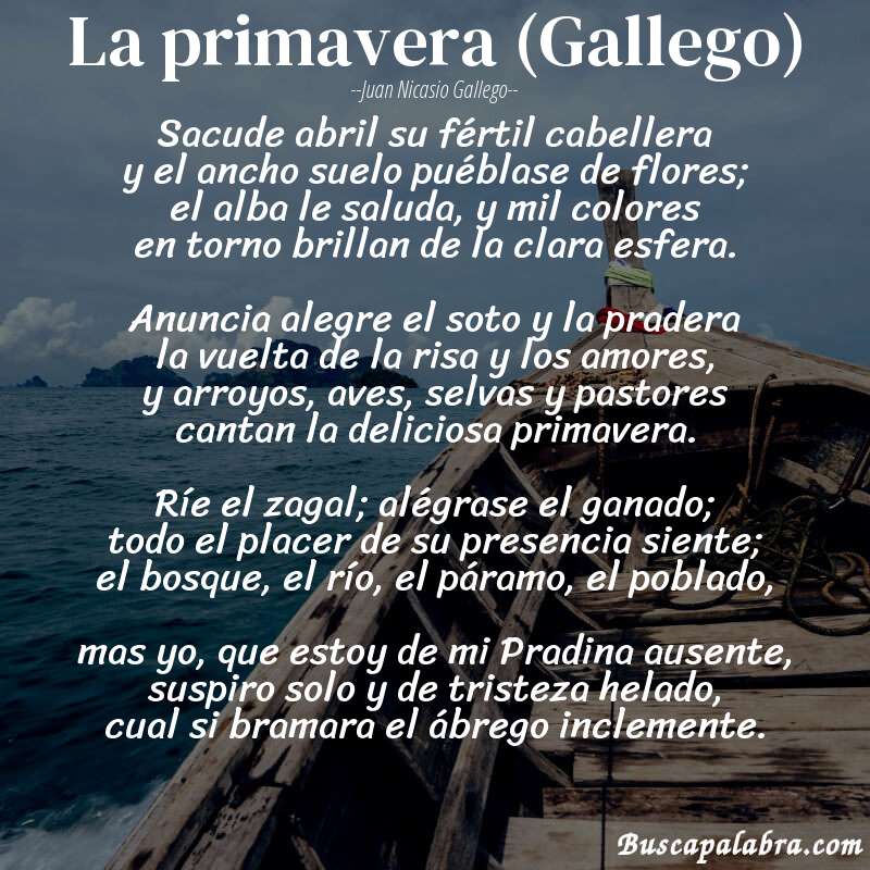 Poema La primavera (Gallego) de Juan Nicasio Gallego con fondo de barca