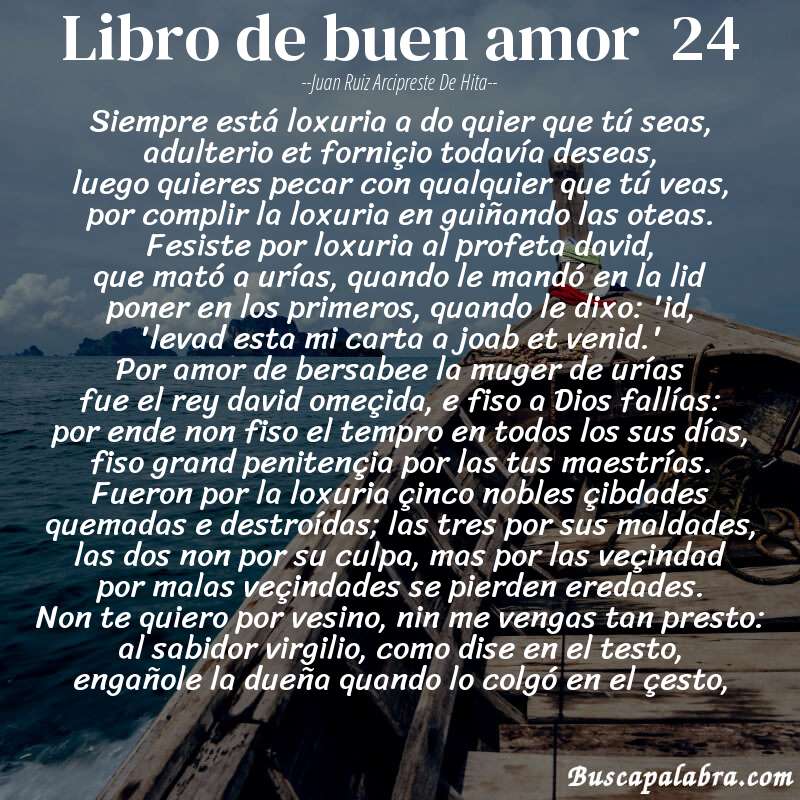 Poema libro de buen amor  24 de Juan Ruiz Arcipreste de Hita con fondo de barca