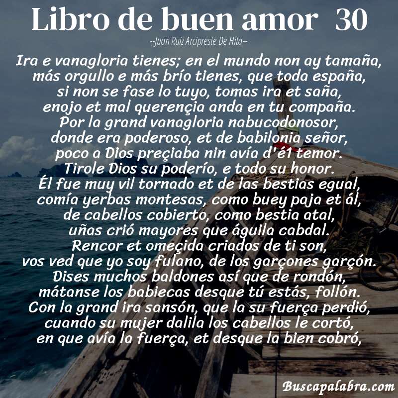 Poema libro de buen amor  30 de Juan Ruiz Arcipreste de Hita con fondo de barca