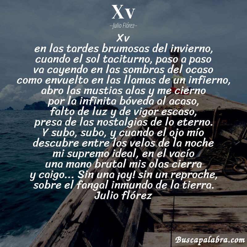 Poema xv de Julio Flórez con fondo de barca