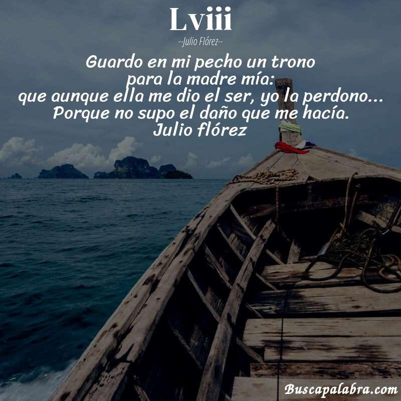 Poema lviii de Julio Flórez con fondo de barca