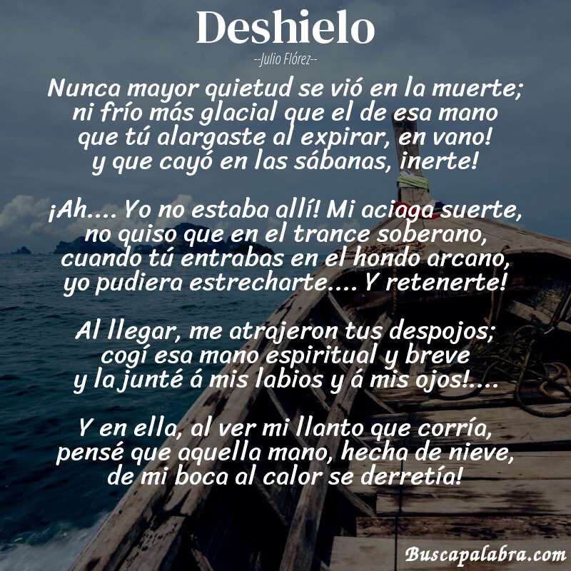 Poema Deshielo de Julio Flórez con fondo de barca
