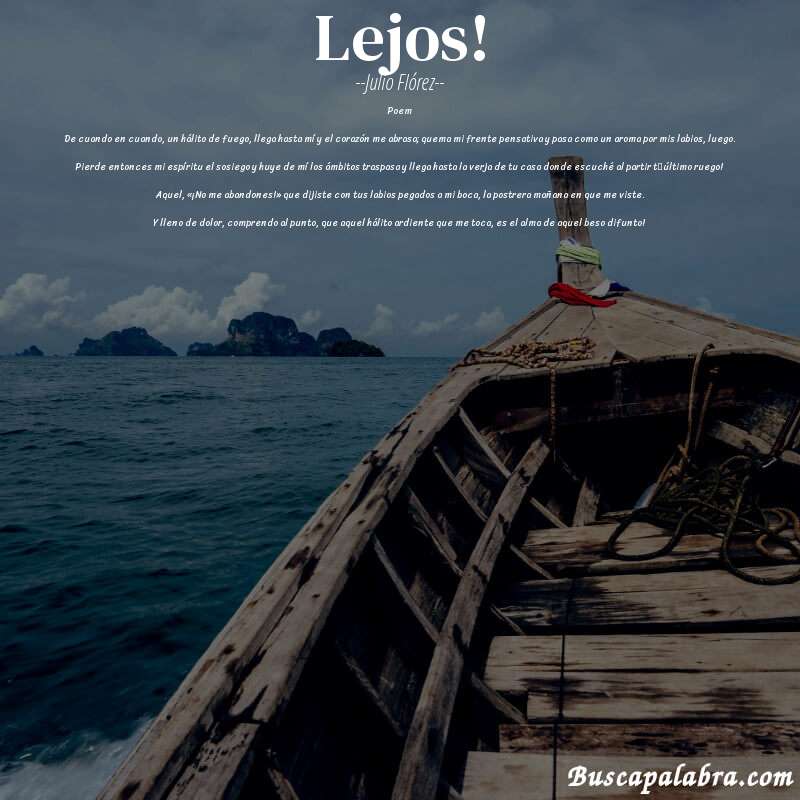 Poema Lejos! de Julio Flórez con fondo de barca