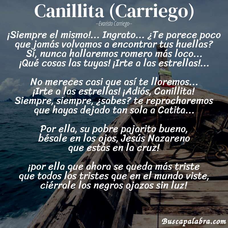 Poema Canillita (Carriego) de Evaristo Carriego con fondo de barca