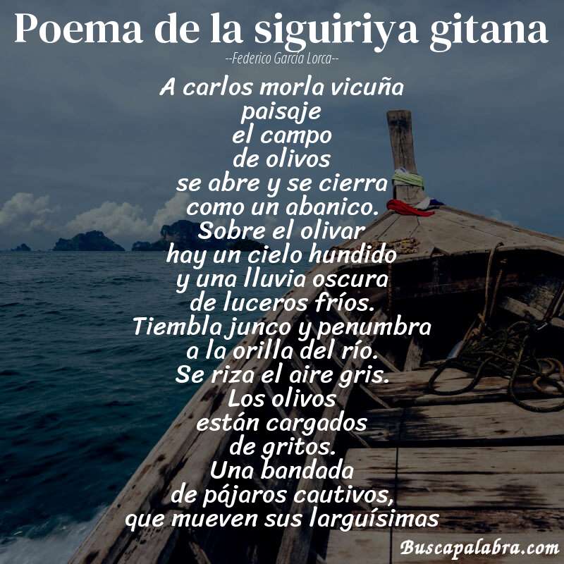 Poema poema de la siguiriya gitana de Federico García Lorca con fondo de barca