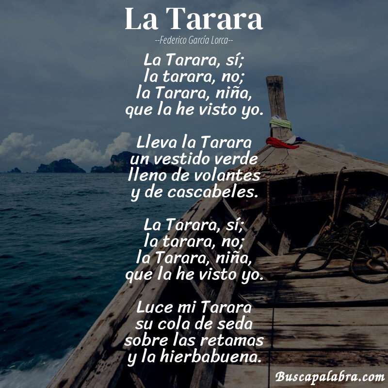Poema La Tarara de Federico García Lorca con fondo de barca