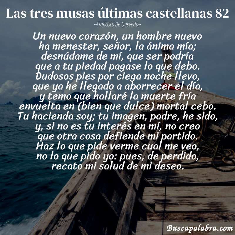 Poema las tres musas últimas castellanas 82 de Francisco de Quevedo con fondo de barca