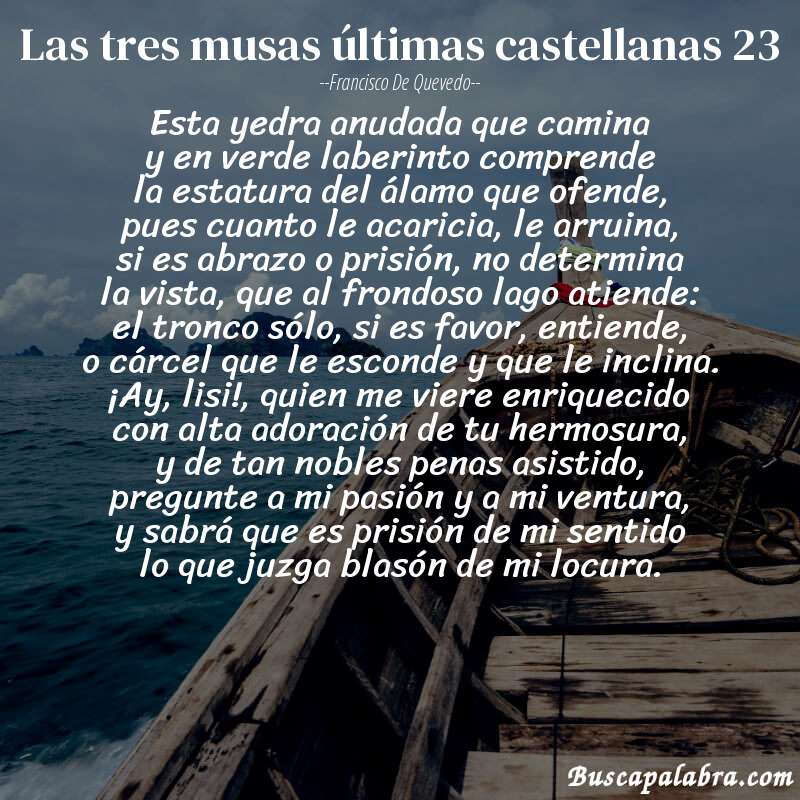 Poema las tres musas últimas castellanas 23 de Francisco de Quevedo con fondo de barca