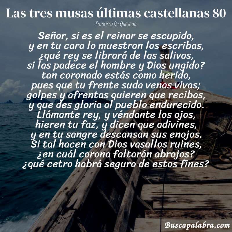 Poema las tres musas últimas castellanas 80 de Francisco de Quevedo con fondo de barca