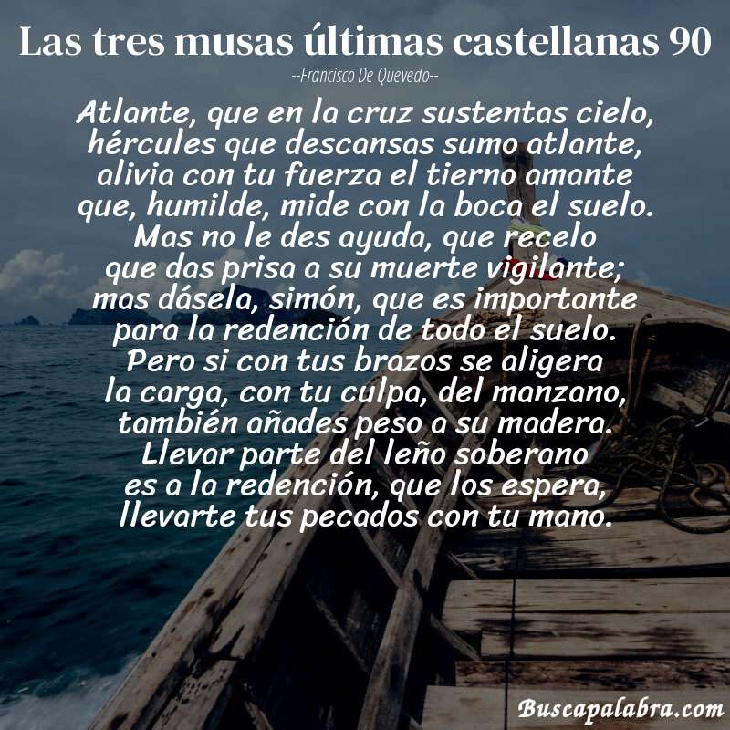 Poema las tres musas últimas castellanas 90 de Francisco de Quevedo con fondo de barca