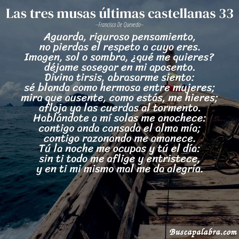 Poema las tres musas últimas castellanas 33 de Francisco de Quevedo con fondo de barca