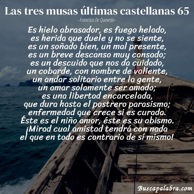 Poema las tres musas últimas castellanas 65 de Francisco de Quevedo con fondo de barca