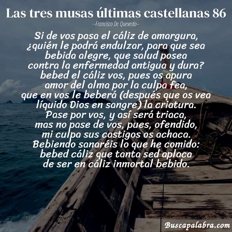 Poema las tres musas últimas castellanas 86 de Francisco de Quevedo con fondo de barca