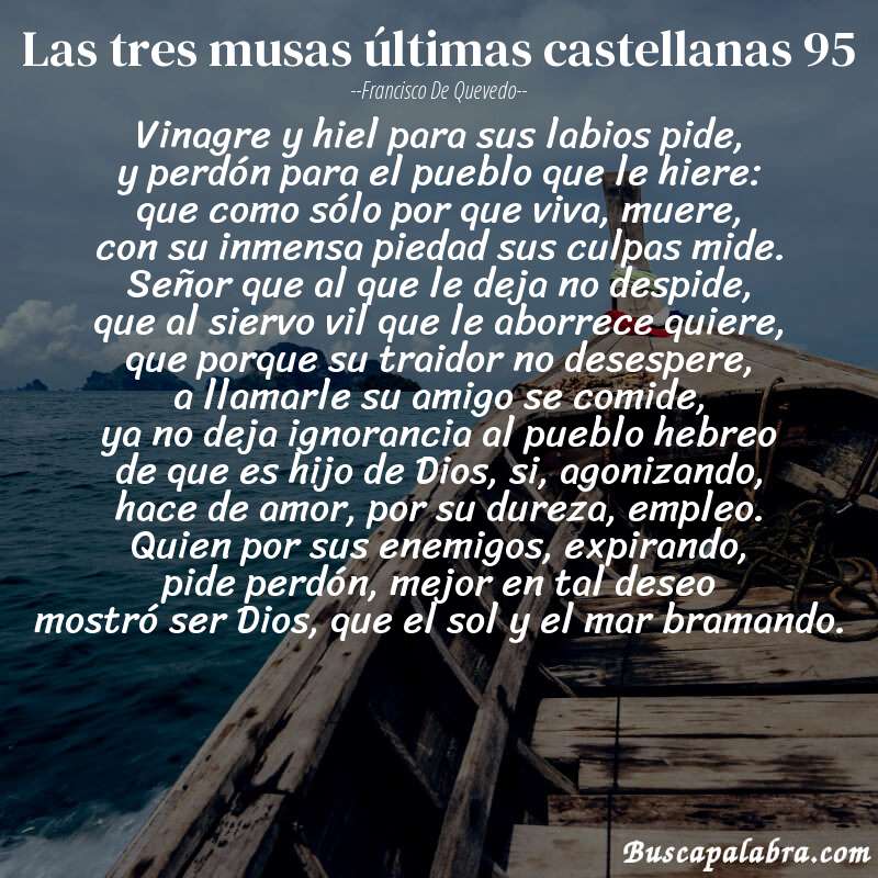 Poema las tres musas últimas castellanas 95 de Francisco de Quevedo con fondo de barca