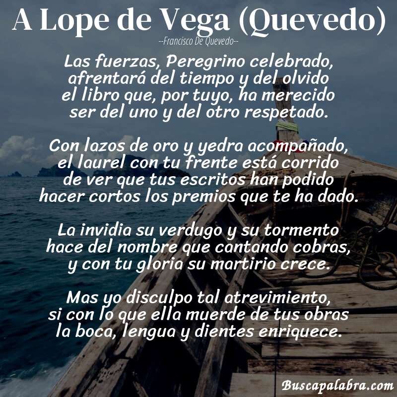 Poema A Lope De Vega Quevedo De Francisco De Quevedo Análisis Del Poema