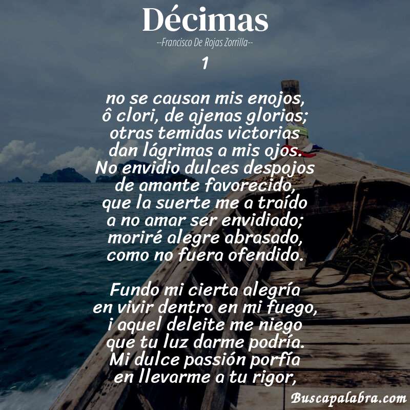 Poema décimas de Francisco de Rojas Zorrilla con fondo de barca