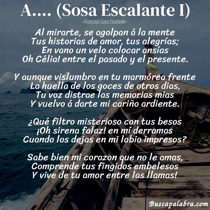 Poema A.... (Sosa Escalante I) de Francisco Sosa Escalante con fondo de barca