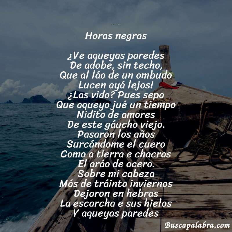 Poema Del pasáo. - Horas negras de José Alonso y Trelles con fondo de barca