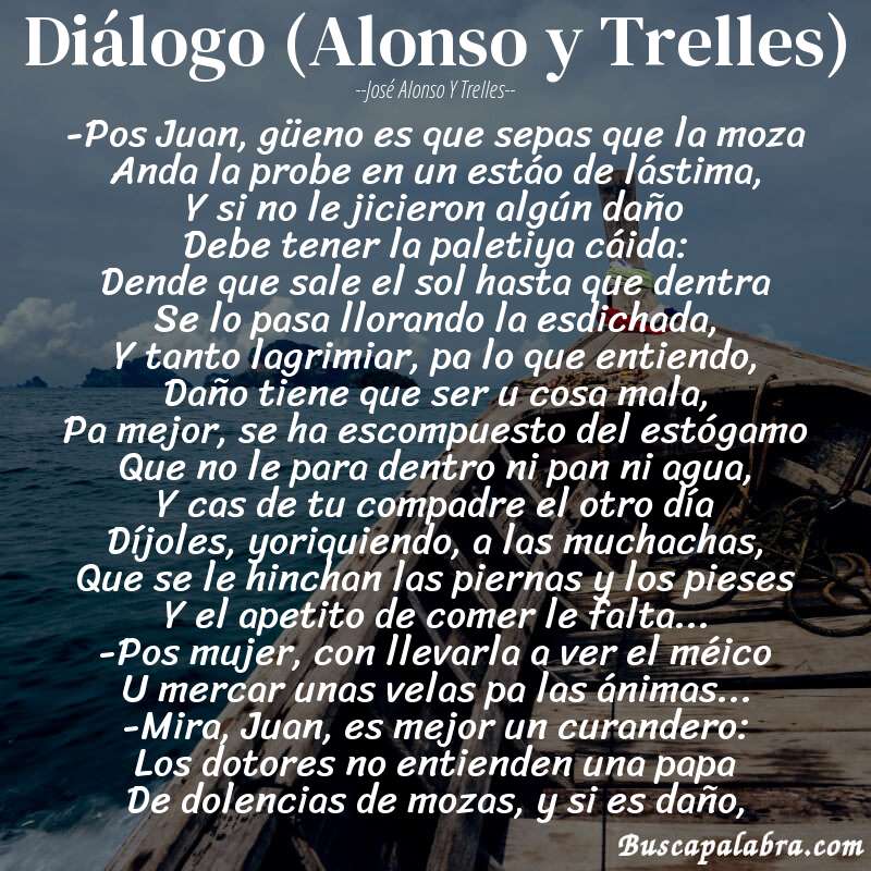 Poema Diálogo (Alonso y Trelles) de José Alonso y Trelles con fondo de barca