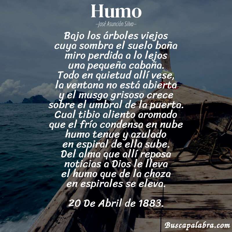 Poema Humo de José Asunción Silva con fondo de barca