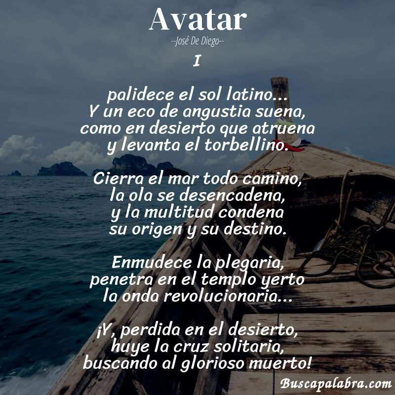 Poema avatar de José de Diego con fondo de barca
