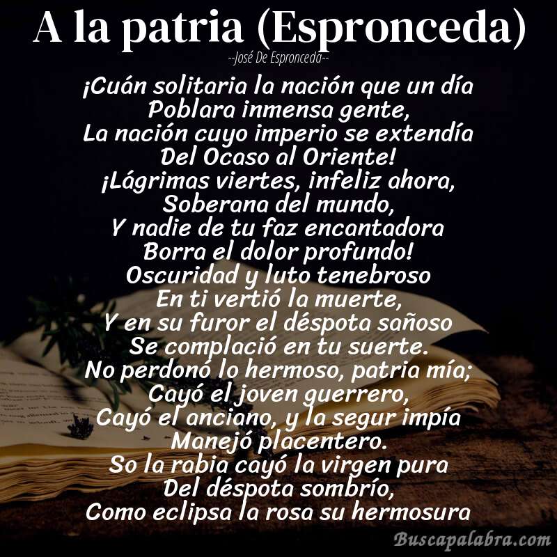 Poema A la patria (Espronceda) de José de Espronceda con fondo de libro