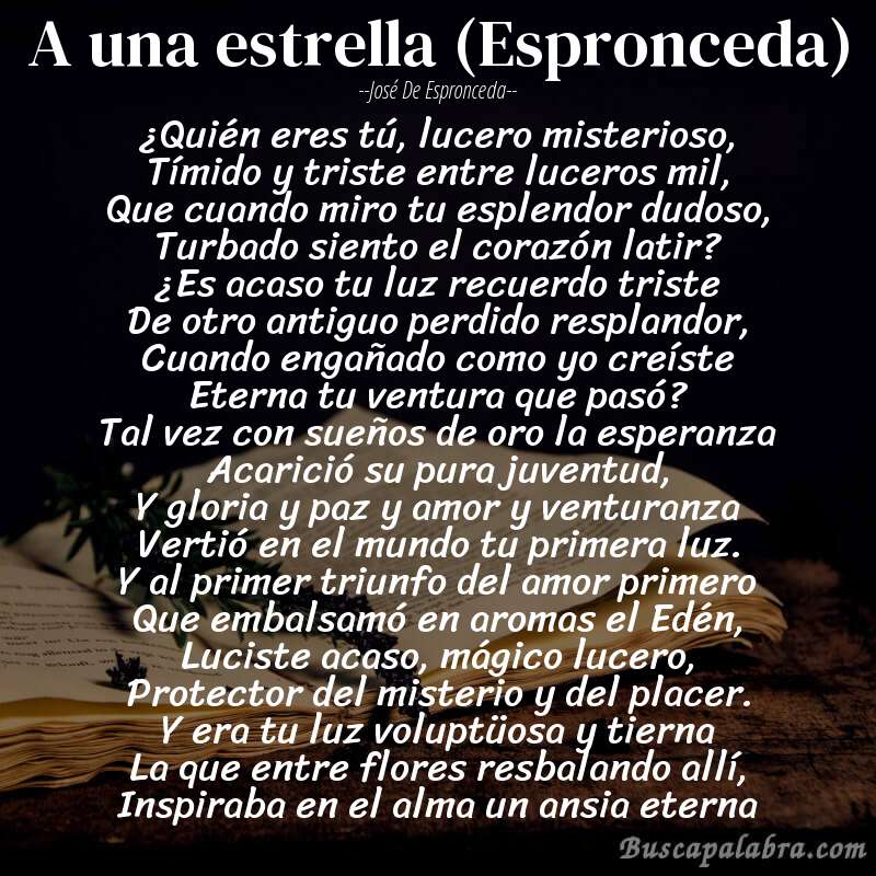 Poema A una estrella (Espronceda) de José de Espronceda con fondo de libro